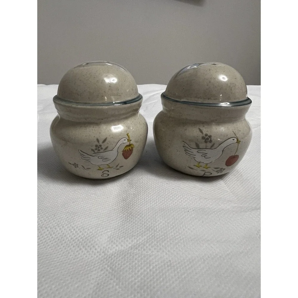 Vtg International Marmalade Geese Salt & Pepper Shakers Cottagecore Farmhouse